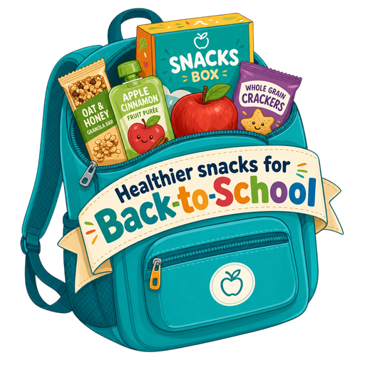 Backpack with healthier snacks for back-to-school